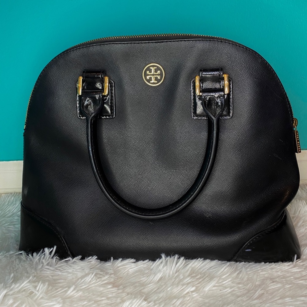 Tory Burch Robinson Leather Handbag|Color:Black